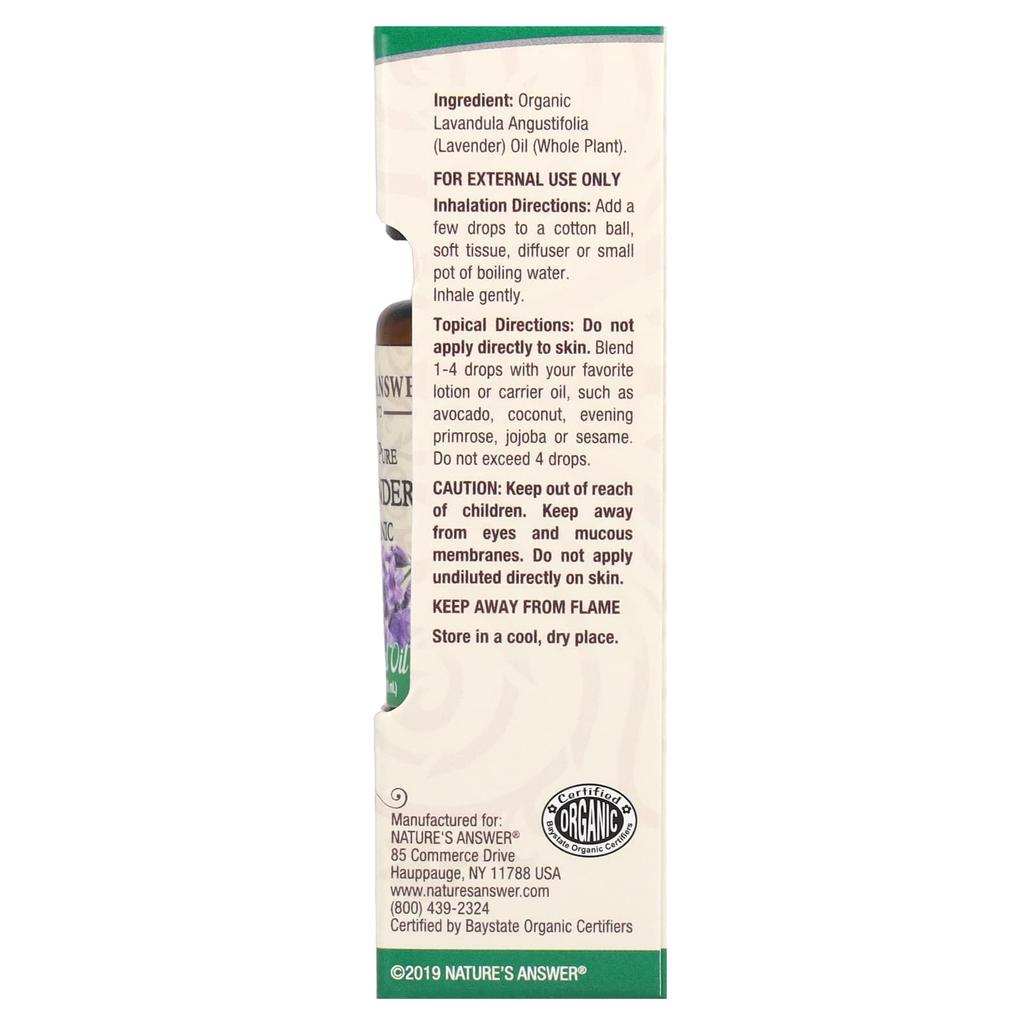 Nature's Answer Organic Essential Oil, 100% Pure, Lavender, 0.5 Fl Oz (15 Ml)