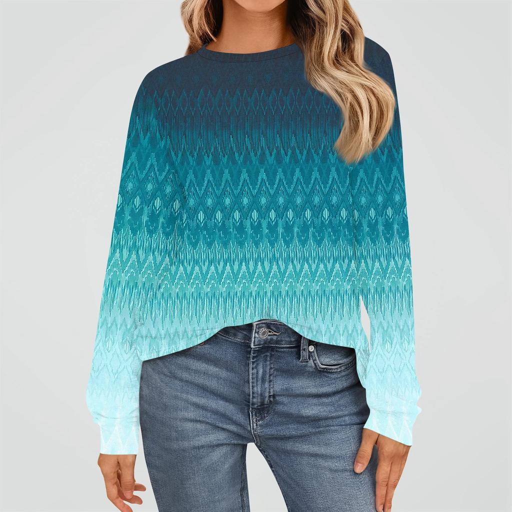 Women's Fashion Long Sleeve Shirts Loose Fitted Crewneck Basic Tops Casual Outfits