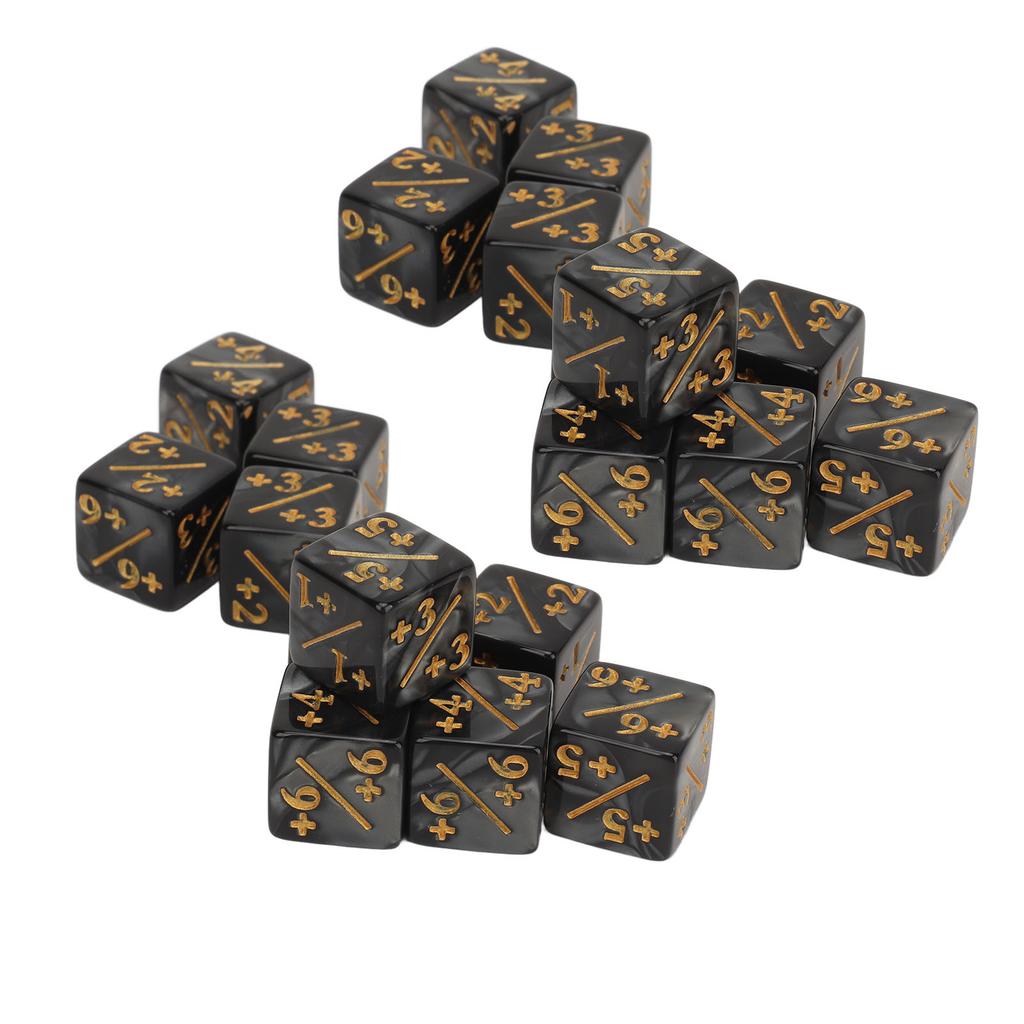 20 PCS 6 Sided Number Dice Set Black Lightweight Impact Resistance 16mm Number Dice for Table Games