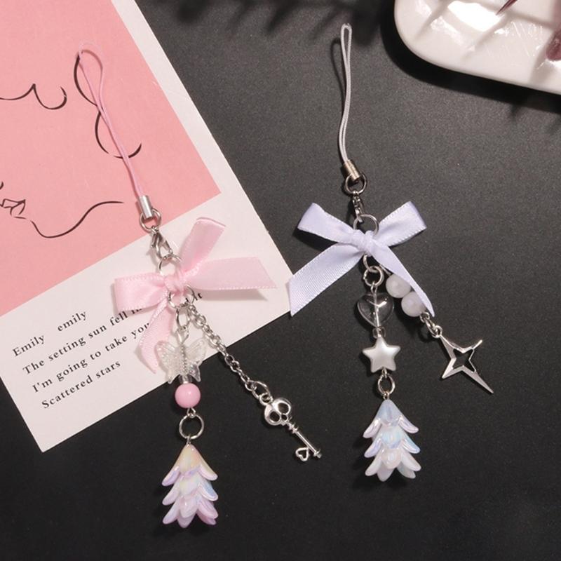 Stylish Butterfly Bag Charm Trendy Bowknot Keychain Phone Charm Keyrings Cool Keychain Acrylic Material for Party Daily