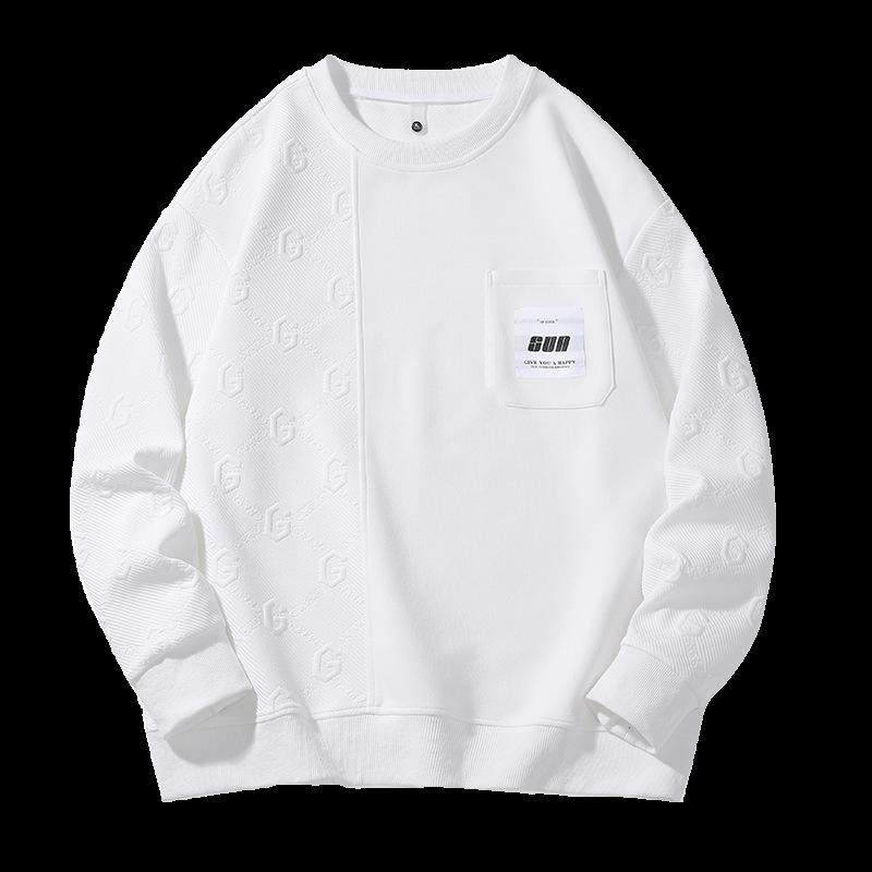 Весна и осень свободный мужской модный повседневный круглый вырез с принтом в стиле пэчворк мужской пуловер с капюшоном