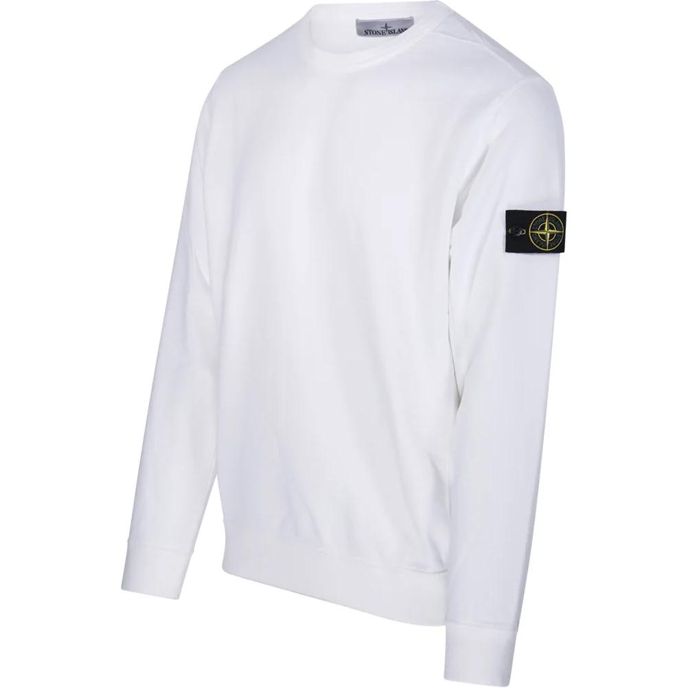 STONE ISLAND Флисовый свитшот с круглым вырезом, окрашенный в готовом виде, белый, мужской, уличная одежда 811562420-V0001