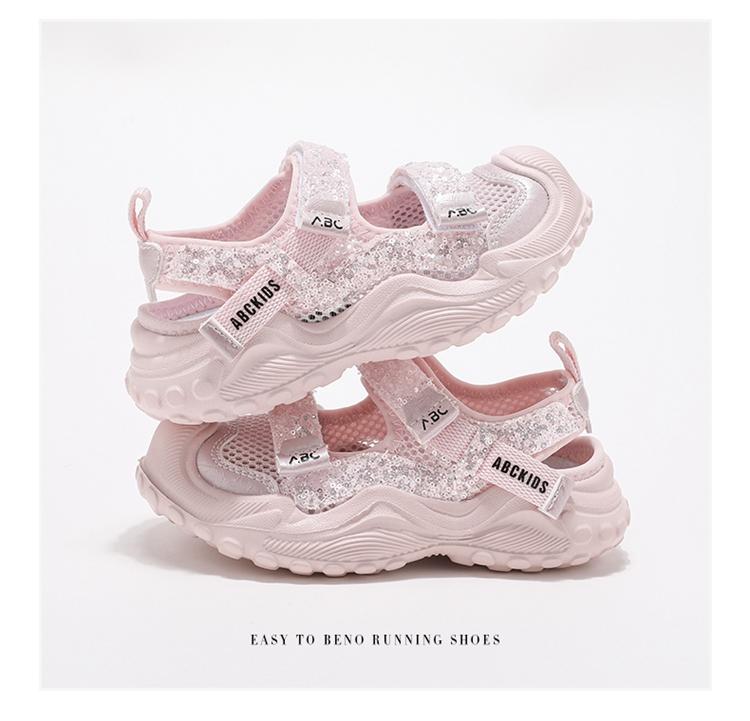 ABC Kids Girls' Sandals Hollow out Breathable Sports Baotou Anti collision Girls' Beach Shoes