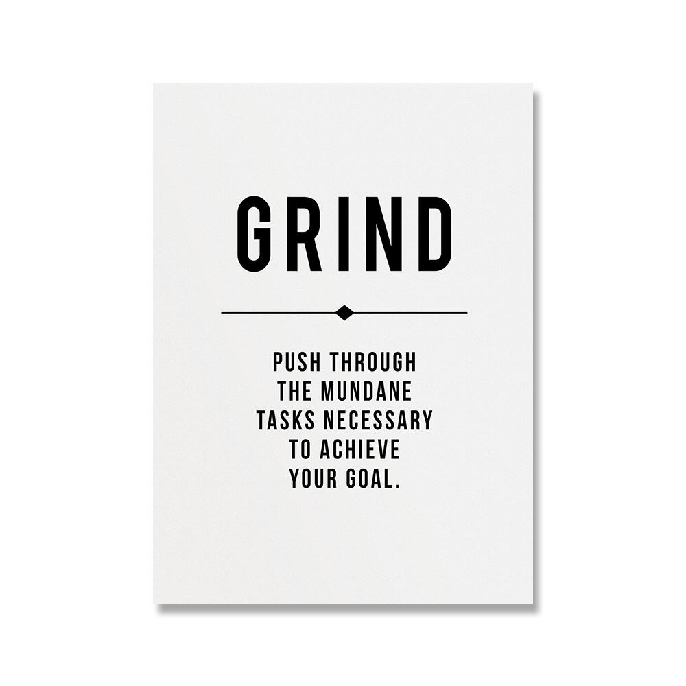 Grind Hustle Talent Grit Motivational Poster and Print Office Decor Modern Art Entrepreneur Motivation Canvas Painting Pictures No Frame