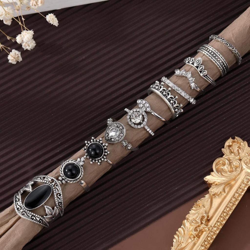 12 шт./компл. женское кольцо с кристаллами и бриллиантами, богемный панк-женский комплект колец, ювелирное кольцо