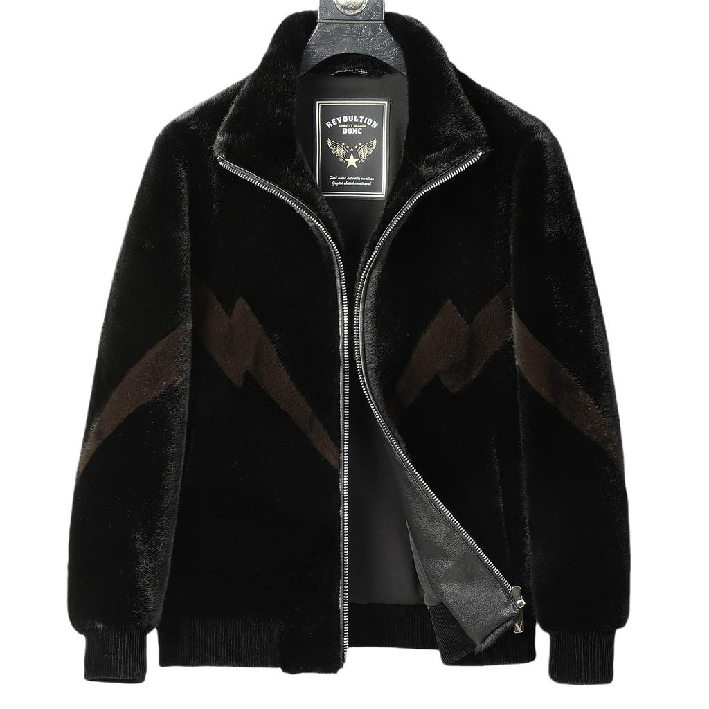 Золотая норковая куртка с лацканами, имитация норковой шубы, мужская шуба из шубы из комбинированного меха, зимняя новая