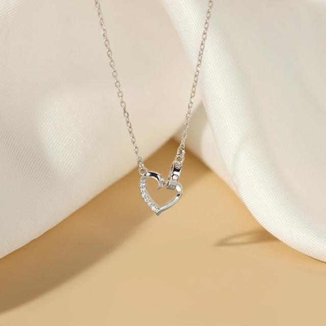 925 Sterling Silver Classic Love Heart Choker Necklace Pendant for Women 14K Gold Plated Necklaces Wedding Party Jewelry Gift