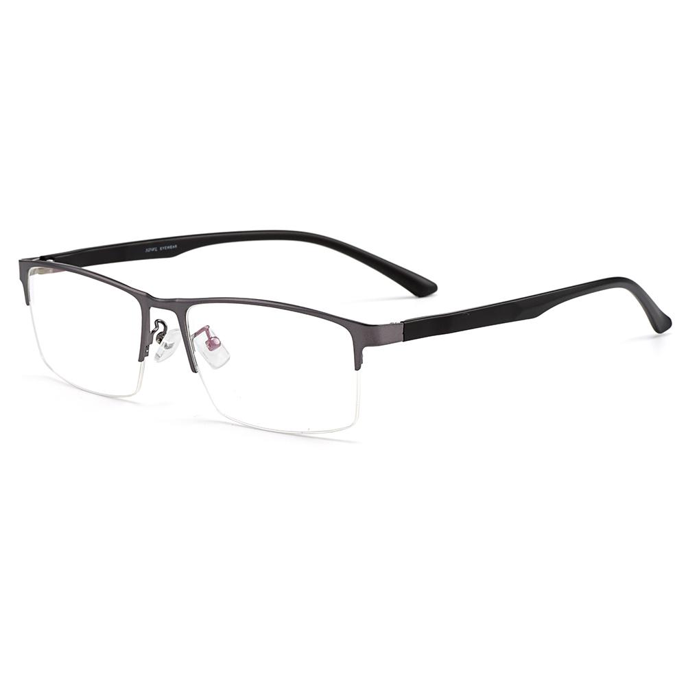 Men Titanium Alloy Semi Rimless Eyeglasses Frame For Men Prescription Eyewear Flexible TR90 Legs IP Electroplating S61001