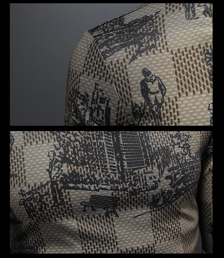 Мужская летняя повседневная рубашка европейского бренда с цифровым принтом и воротником