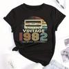 Vintage 1982 Letter Print Unisex T-shirt Casual Crew Neck Short Sleeve T-shirt WoUnisex Clothing Female TopsTees