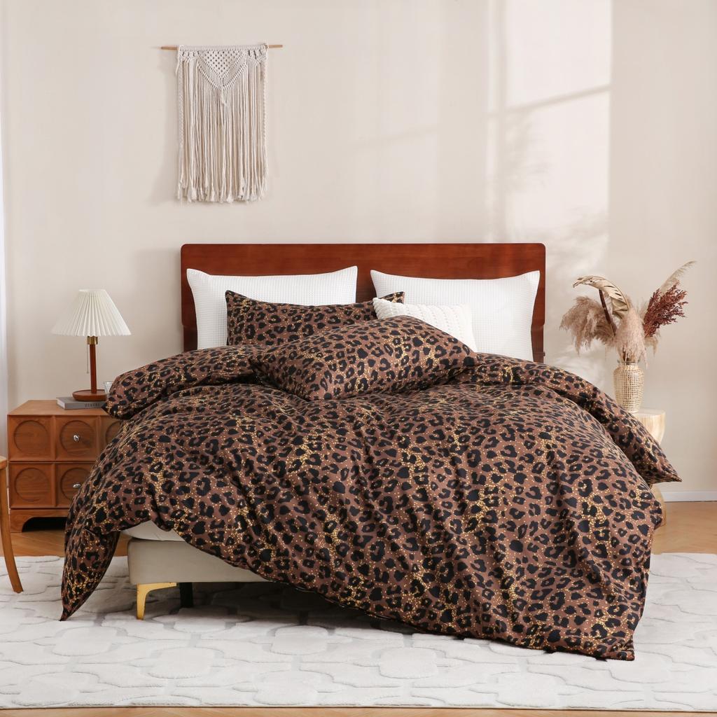 Золотой Черный Леопардовый Принт Пододеяльник Твин Квин Кинг Африканское Сафари Животное Гепард Постельное Белье Комплект Реверсивный Геометрический Чехол для Одеяла