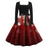 Women's Fashion Square Neck Casual Slim Christmas Printed Long Sleeve Dresses