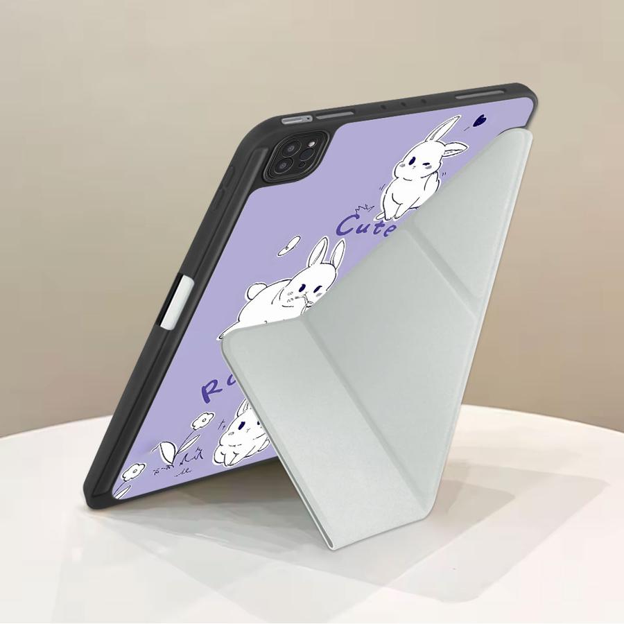 Фиолетовый и Белый Чехол для Планшета с Кроликом для iPad Mini 6 7 Air 4 5 M3 M2 1 2 M4 11 дюймов Pro 2025 Pro 11-го 10-го 9-го 8-го 7-го