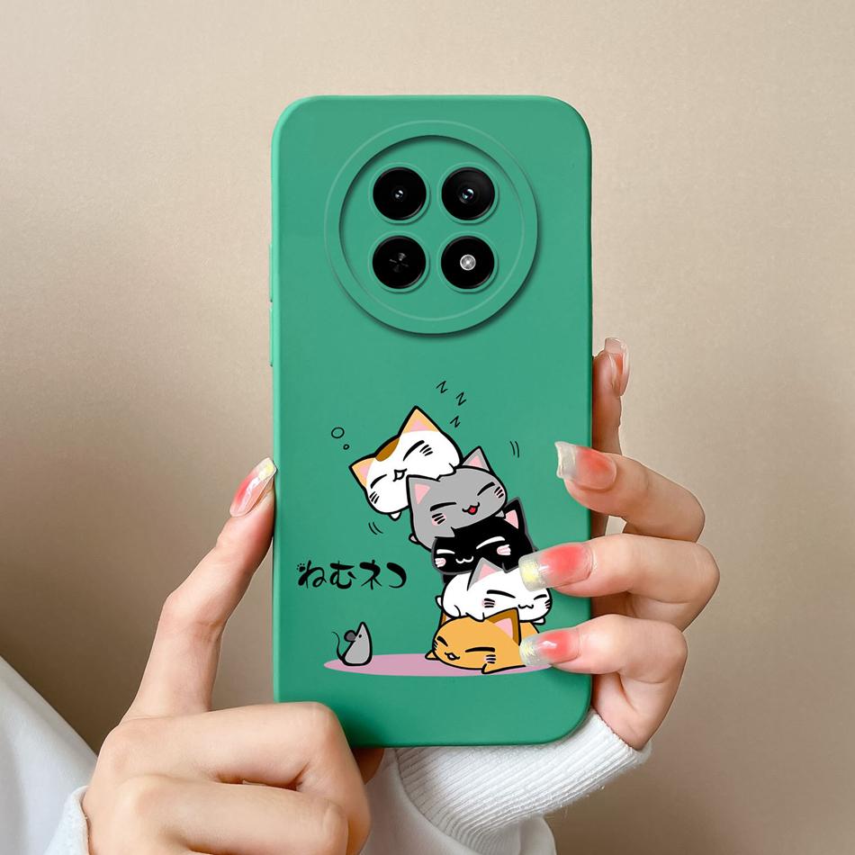 For OPPO Realme 12X 5G Phone Cases Cartoon Liquid Silicone Full Coverage Anti Drop Shell For Realme12 X Back Covers Bumper Funda