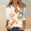 Women's Stand Collar 3/4 Sleeve Printed Top T-shirt