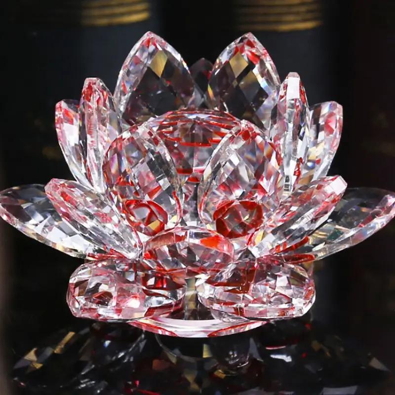 1PC Multi-Colored Glass Home Lotus Decor Exquisite Crystal Lotus Decorations Party Ornament Transparent Table Centerpiece Wedding