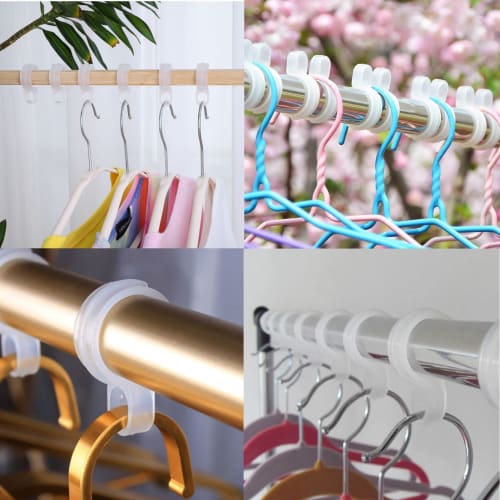 Yorkereynom Hanger Stoppers, Pack of 50, Clothes Drying Hooks, Hanger Catches, Hanger Hooks, Hanger Holders for Clothes Drying Pole, Plastic, 25mm-30m