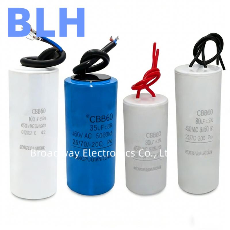 CBB60 Washing Machine Capacitance 450V 20UF 25UF 30UF 35UF 40UF 45UF 50UF 55UF 60UF Water Pump Dry Dehydration Startup Capacitor