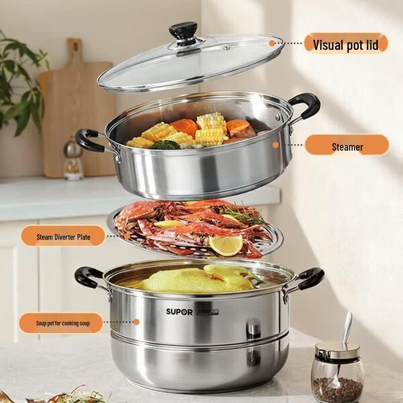 Двухъярусная пароварка Supor True Flavor из нержавеющей стали 304