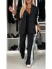 2024 Autumn/Winter European & American Women's Long-Sleeved Turn-Down Collar Casual Suit Set