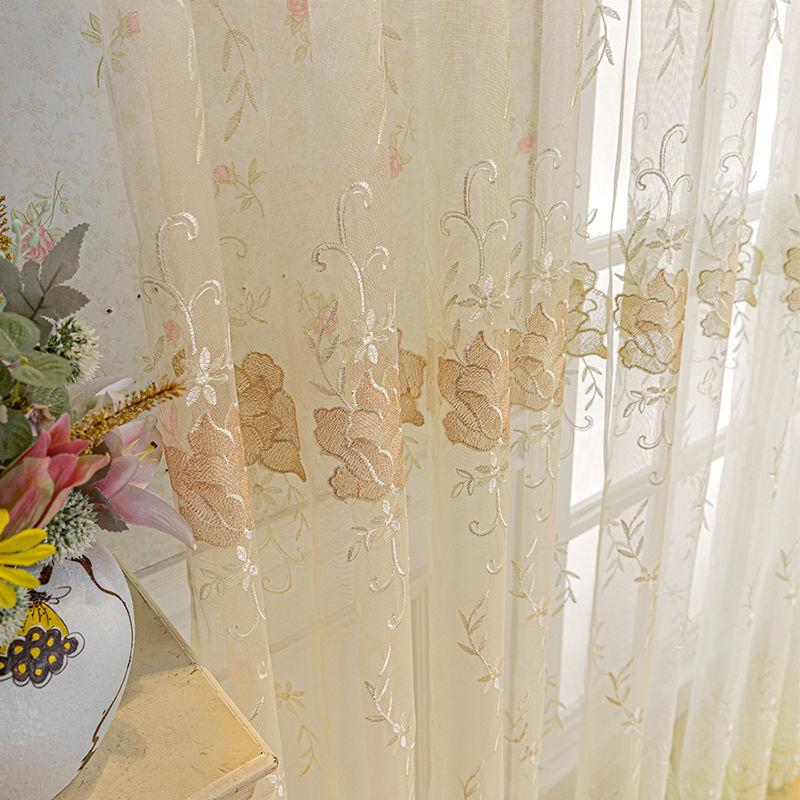Романтичные кружевные прозрачные шторы с оборками для гостиной, цветочные вышитые розовые прозрачные шторы для комнаты для девочек в стиле кантри
