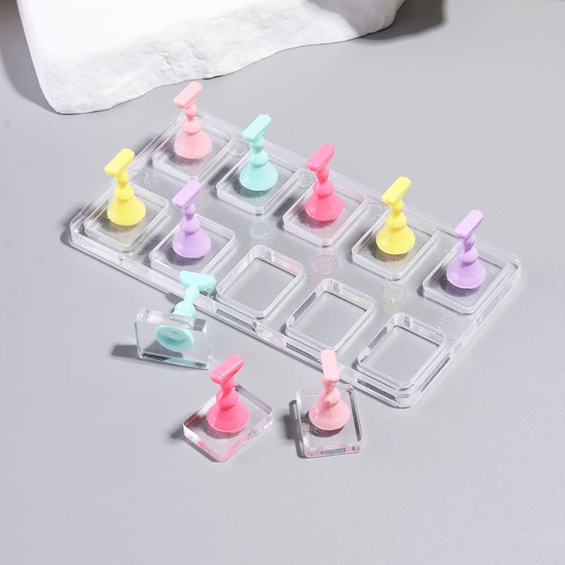 5/10 Grid Clear Acrylic Nail Display Stand, Non-Magnetic Press On Nail Holder