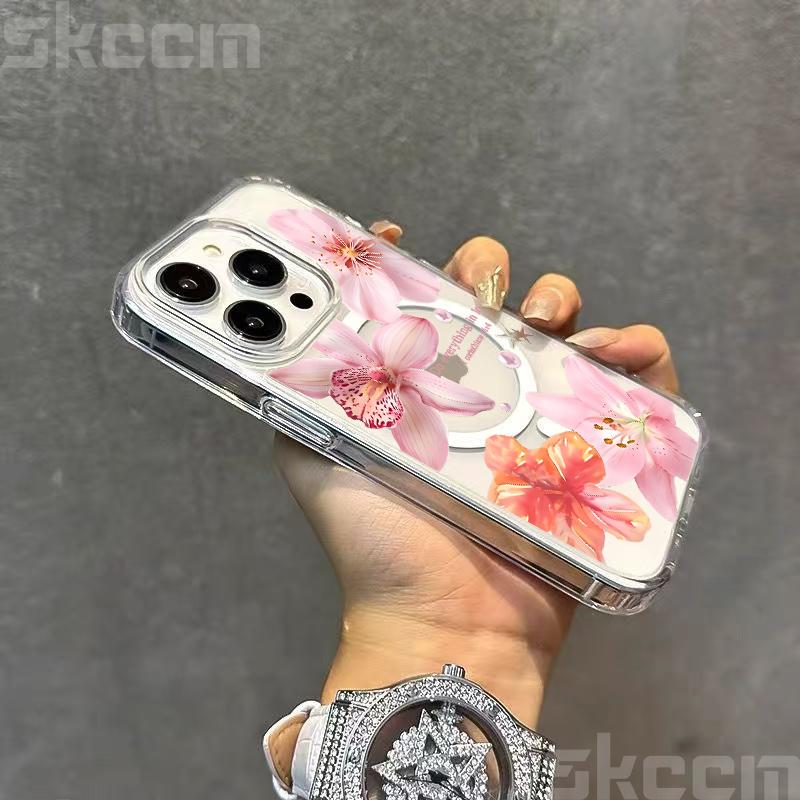Flower Hibiscus Floral Case For Samsung Galaxy S25 Ultra S24 FE S23 S22 S21 S20 Plus A55 Magsafe Magnetic Wireless Charge Cover