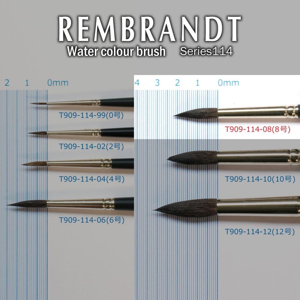 Кисть для акварели Talens Japan Rembrandt, серия 114, беличий волос, круглая, нет. 8 Т909-114-08