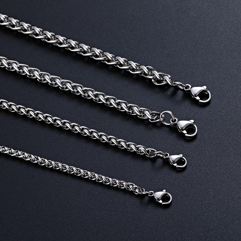 Color Punk Gothic Choker Metal Collar Braided Wheat Chain Stainless Steel Necklace Heavy Link