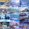 DIY 5D Diamond Painting House Diamond Embroidery Winter Snow Scenery Full Round Mosaic Resin Landscape Cross Stitch Kits