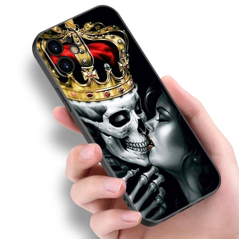Чехол с крутым черепом в стиле рок-н-ролл для Apple iPhone 14 13 12 Mini 11 Pro Max 7 8 XR X XS 7 8 Plus SE 2020 2022, черный мягкий чехол