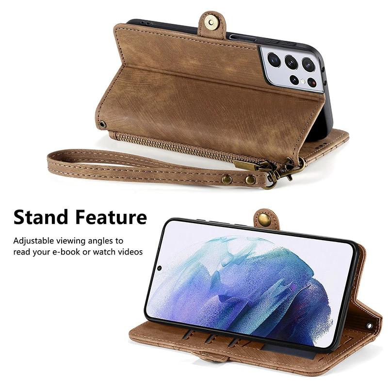 Luxury Zipper Wallet Leather Case For Samsung Galaxy A20 A30 A50 A70 A11 A21 A21S A31 A51 A71 A12 A22 A32 A52 A13 A23 A33 Cover