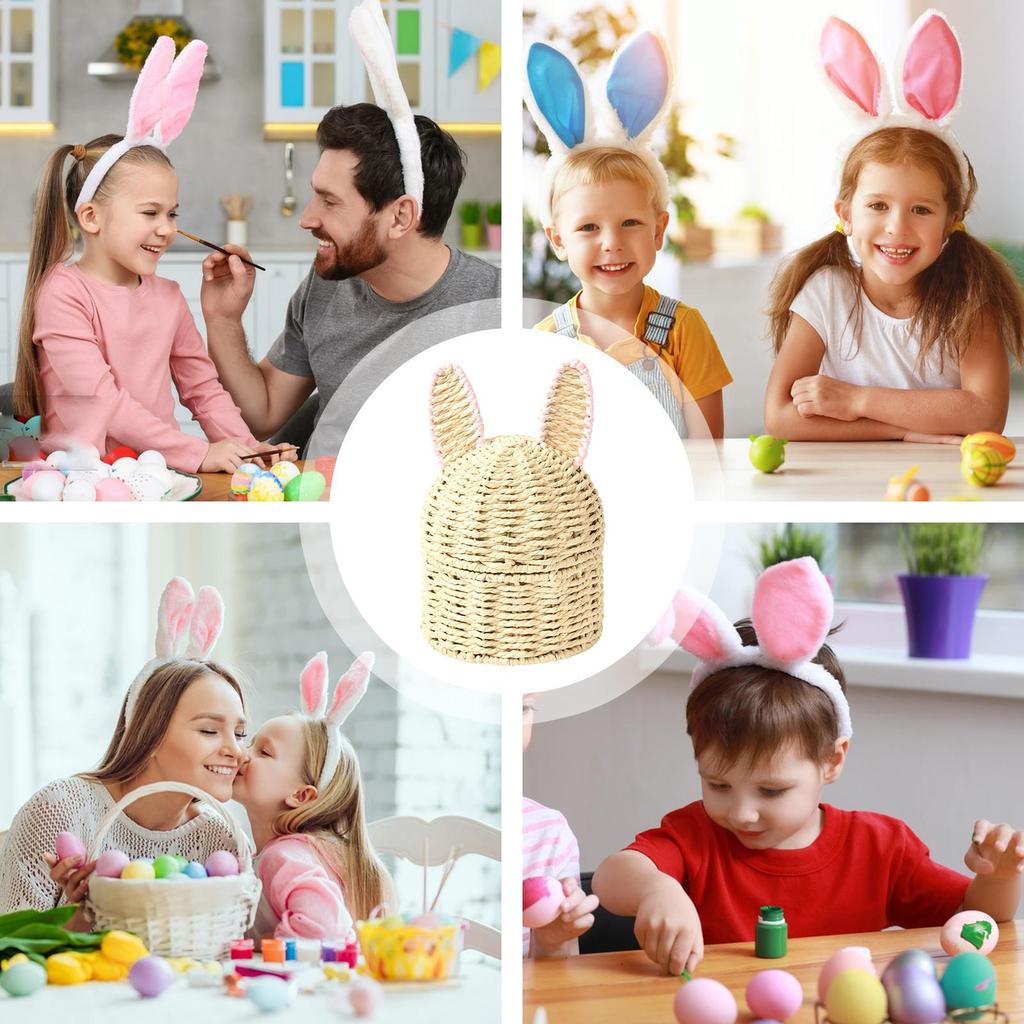 Корзина Пасхального Зайца Плетеная Корзина для Закусок Плетеная Корзина для Фруктов Для Владельцев Дома Планировщиков Вечеринок Обеденный Стол Передний Крыльцо