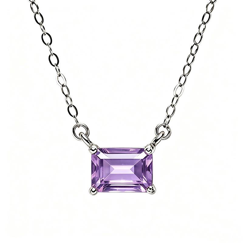 Серебряное ожерелье S925 с аметистом, цитрином, перидотом, топазом и гранатом