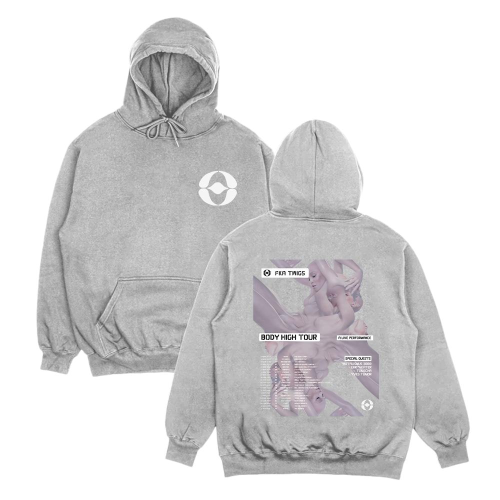 Худи FKA Twigs Body High Tour Худи Харадзюку Эстетика Графическая одежда Женская Мужская Модная Толстовка Длинный рукав Повседневный Пуловер Y2k