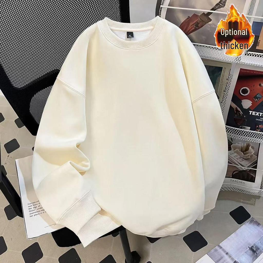 Унисекс толстовка из флиса 450 г, оверсайз, с длинным рукавом, круглым вырезом, идеально подходит для осени и зимы