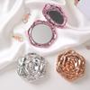 3D Rose Double-sided Mirror Portable Travel Mini Foldable Makeup Mirror Women Girls Vintage Pocket-sized Handheld Vanity Mirror