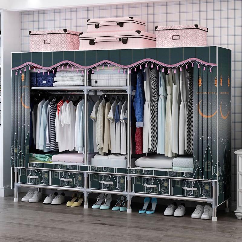 Thickened Fabric Wardrobe with Drawers