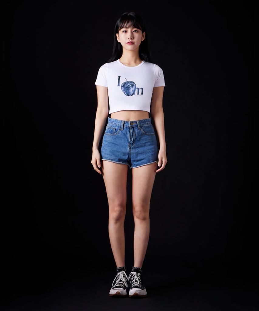 ASTRAL PROJECTION Apple Supima Spandex Crop Top_White