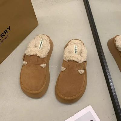 2024 Женская повседневная обувь Зимняя новая корейская модель Мягкая подошва Нескользящая универсальная шикарная элегантная плюшевая сохраняющая тепло кожаная обувь