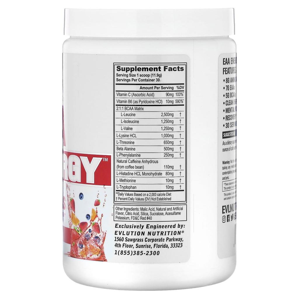 Essential Amino Acids, Eaa Energy, Fruit Punch Flavor, 357G (12.6Oz)