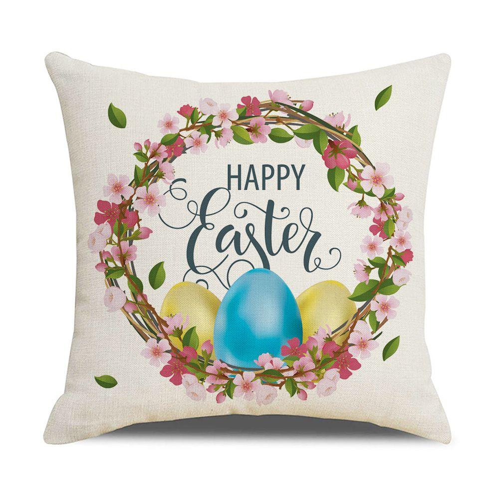 Happy Easter Bunny Eggs Sofa Pillow Case Cushion Cover Easter Decorations Easter Pillowcase