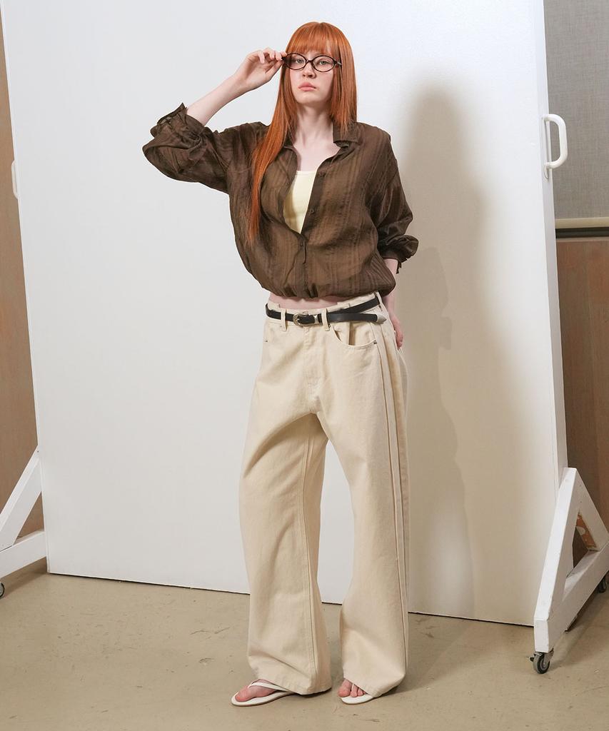 GENERALIDEA Summer Sheer Layered Blouson Shirt [Brown] / Gf2Lsh519