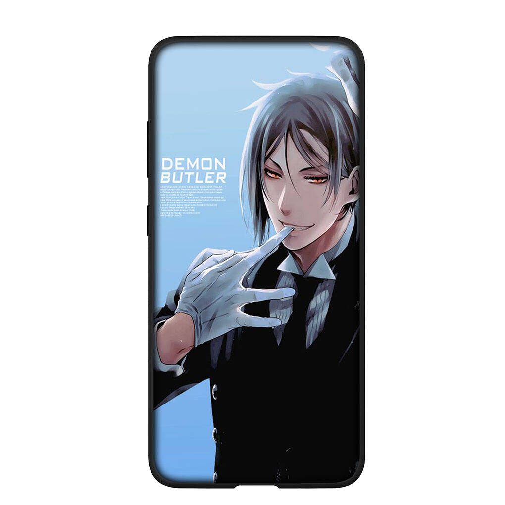 Чехол для телефона Samsung Galaxy S25 S23 S22 S21 S10 S24 Ultra FE A05 A06 A15 A16 A36 A37 A35 A54 A55 A56 A57 A25 A26 A53 A17 Мультяшный Чехол Черный Дворецкий