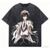 Code Geass Стильная футболка с эффектом потертости Личность Одежда Новая модель Аниме Футболка Круглогодичная одежда Для пар Большие размеры Унисекс Классическая