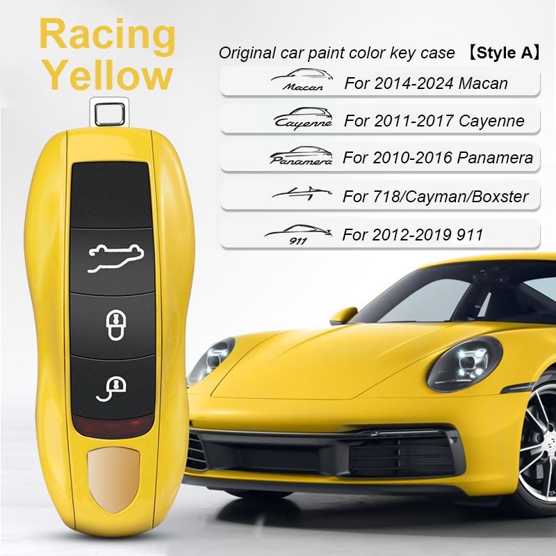 AABKR1 For Porsche Cayenne Mancan Panamera 911 718 Boxster Cayman Taycan 2010-2024 Car Key Paint Case Bordeaux Red Shell Replacement