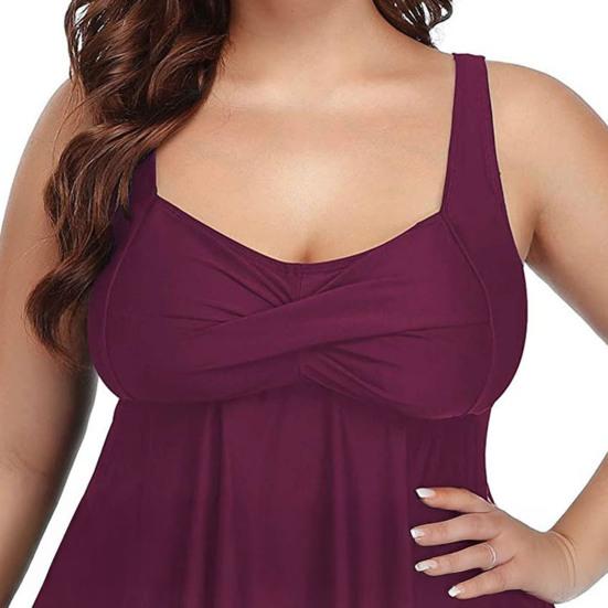 2Pcs/Set Summer Swimsuit Set Sporty Style Suspender Vest Tankini Tops Printing Shorts Set Split Design