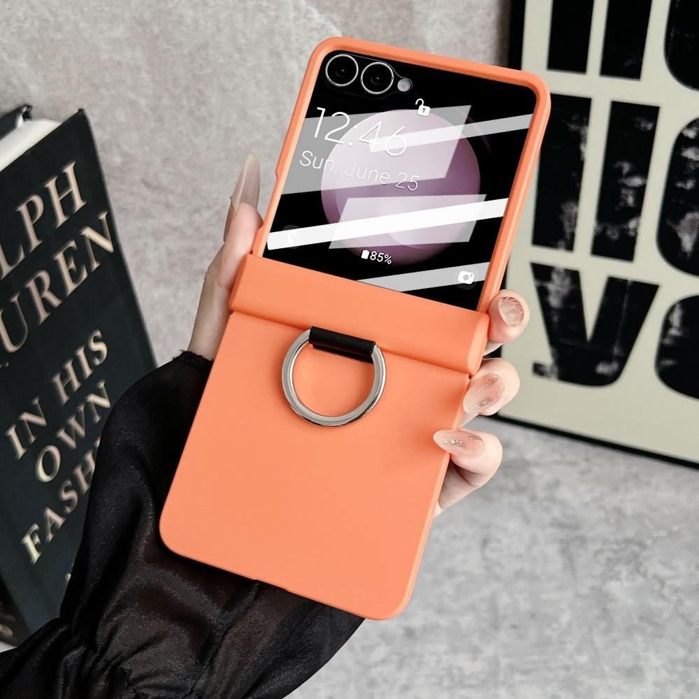 Ring Holder Matte Candy Solid Color Case for Samsung Galaxy Z Flip 7 6  flip7 zflip Screen Film Protector Hard Shockproof Cover