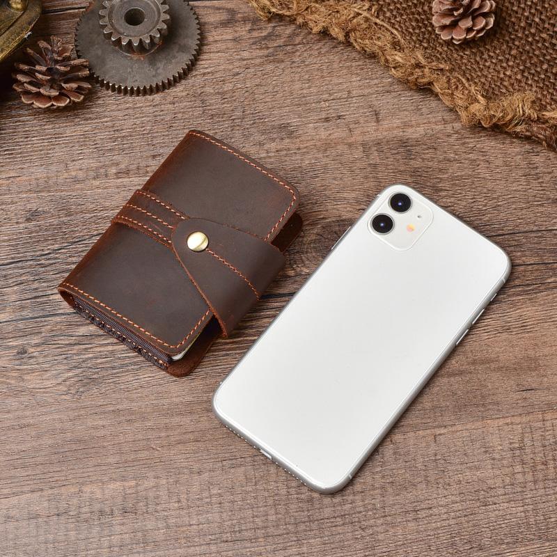 Cowhide Leather Credit Card Holder for Men Vintage Style Card Wallet for Credit Cards