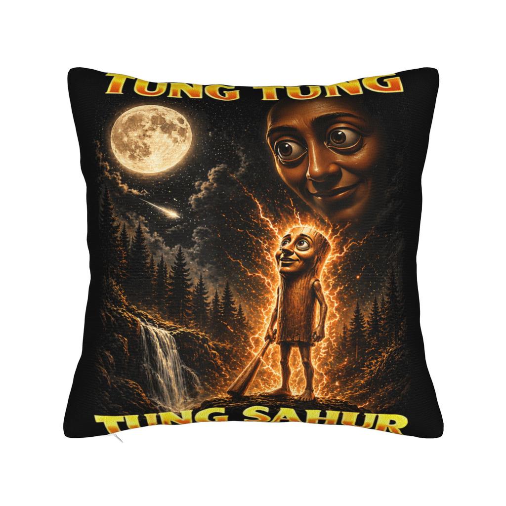 Tung Tung Tung Sahur Funny Meme Pillow Case  Graphic Pillow Cover For Wedding Party Home Decor Cute Funny Pillowcases